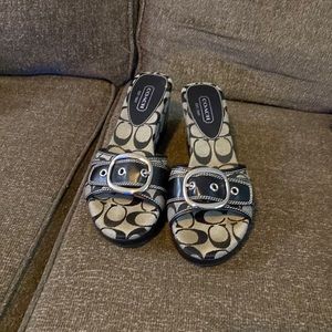 Black and gray brand-new coach wedges worn twice